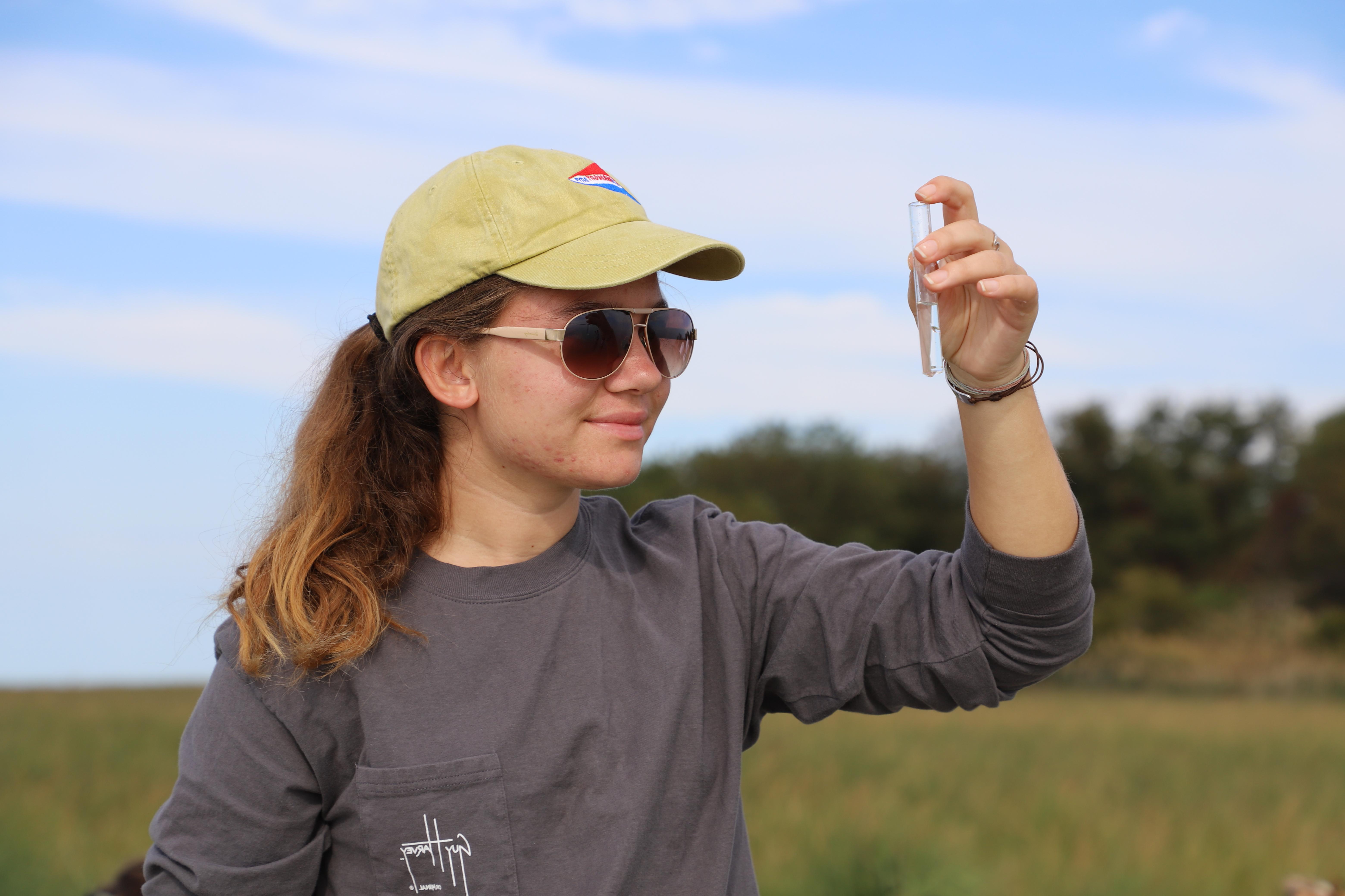 student taking samples